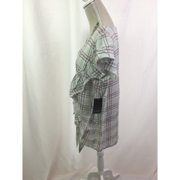 A.n.a Ruffle short sleeve tee plaid XL - Picture 9 of 12